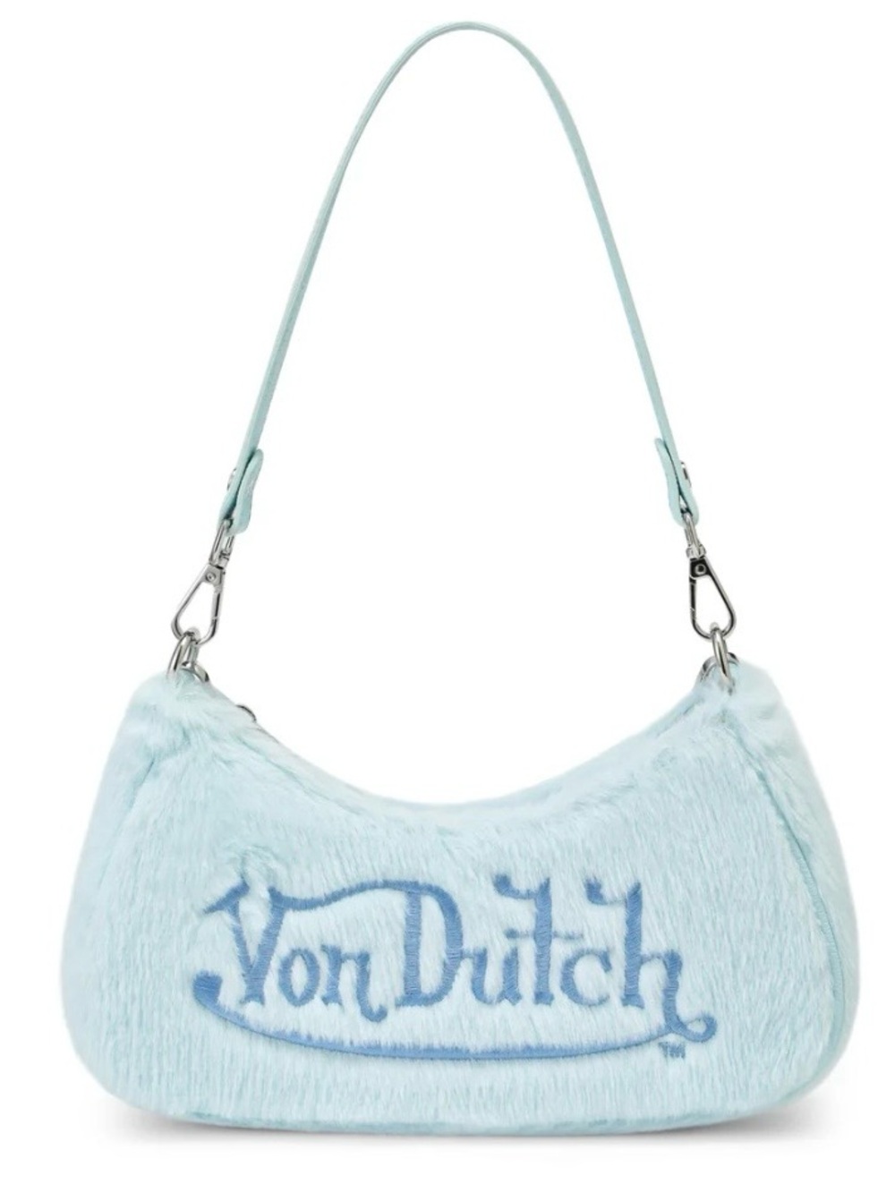 Von Dutch Pale Blue Faux-Fur Shoulder Bag
